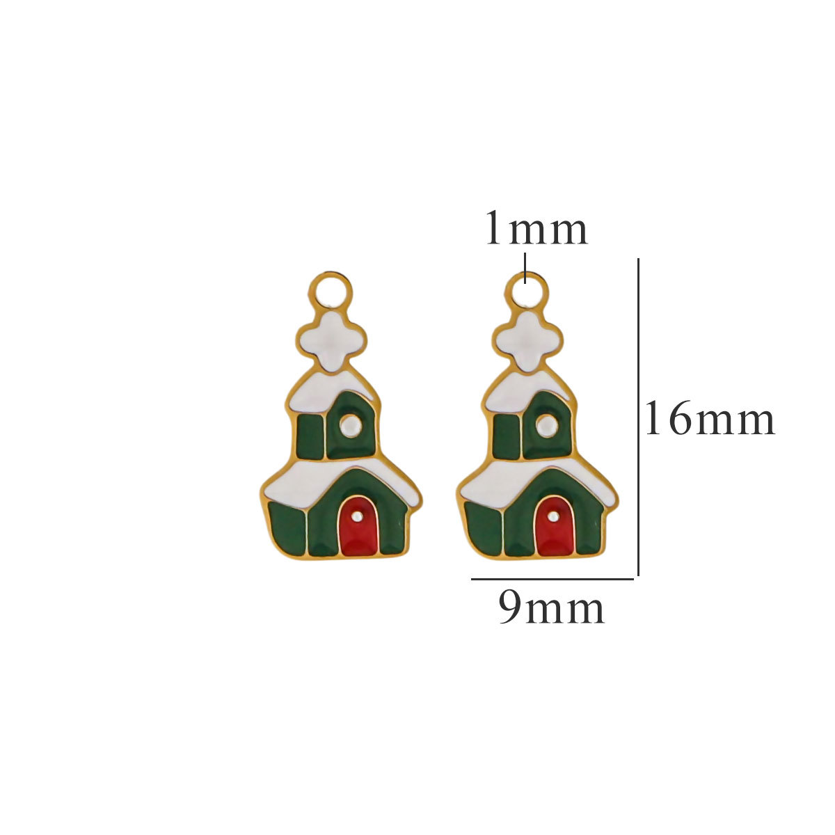 1 pezzo semplice serie simpatico cartone animato albero di Natale in acciaio inossidabile placcato Colore oro  unisex pendenti h5 